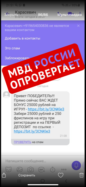 «Привет, Победитель!»: Жителей Мордовии предупреждают о новой мошеннической рассылке в мессенджерах