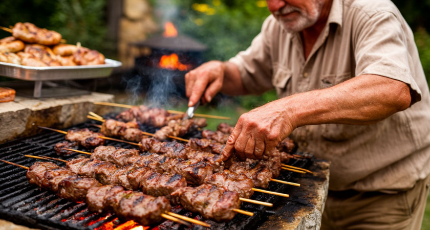 На отдыхе увидел как старый кавказец необычно готовит шашлык, он даже не использует маринад: сделал так же и удивил друзей