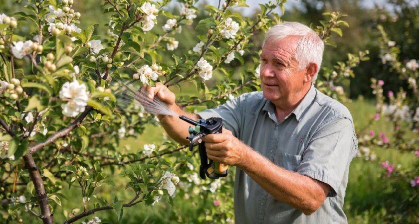 Назван старый и эффективный метод опрыскивания яблонь