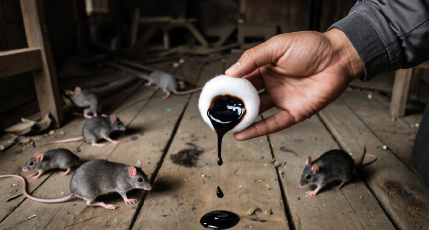 Капаю березовый деготь на ватку вместо ядов против грызунов. 4 способа без вреда для урожая