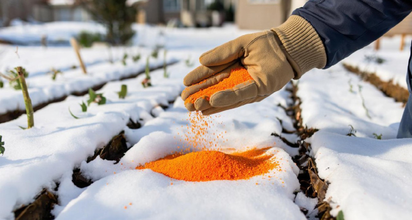 Сыпьте прямо поверх снега: эта подкормка осенью в 10 раз важнее всех остальных - по весне спасибо скажете