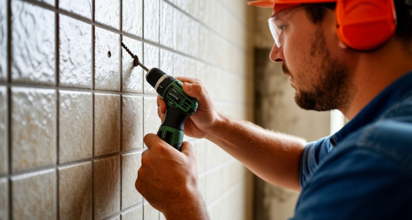 Научился сверлить плитку - сколов и трещин больше нет: работы идут как по маслу 