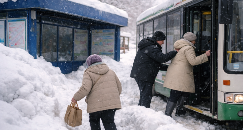 Техника работает, люди — в сугробах: в Саранске забыли про автобусные остановки