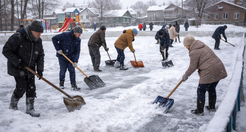 «Чистили сами»: в Саранске родители вышли на каток с лопатами 