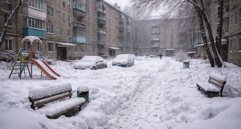 «Сюда трактор не заезжал ни разу»: в Саранске жалуются на неубранный снег  