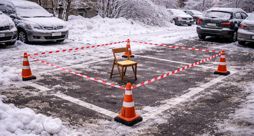В Саранске жильцы дома на проспекте 70 лет Октября пожаловались на «захват» парковочного места цепью