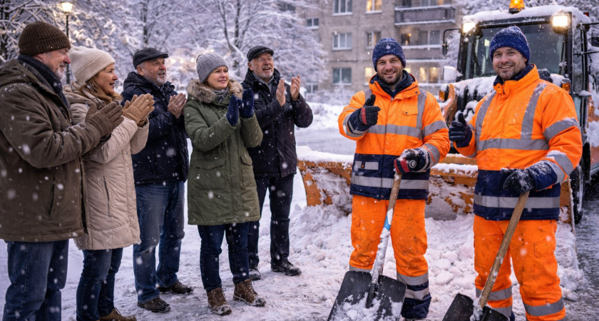 В Саранске жители поблагодарили управляющую компанию за уборку снега 