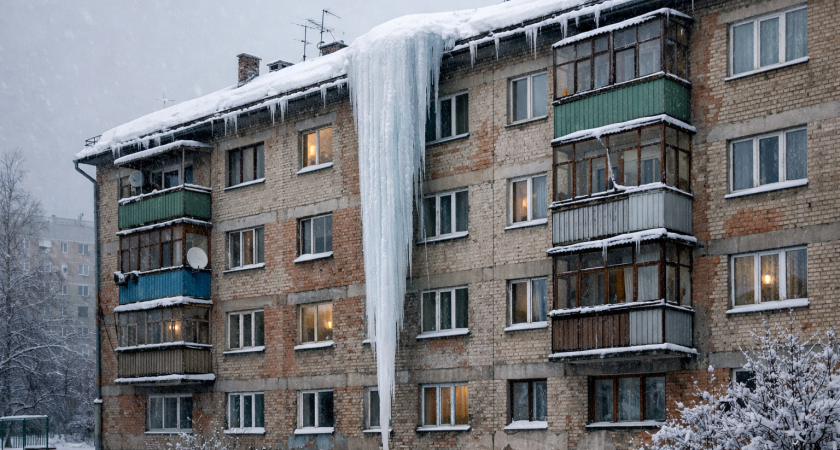 «Ждёте, когда упадёт?» — в Саранске у школы №7 заметили опасную сосульку