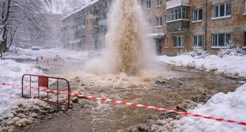 «Вода пошла по дороге» — в Саранске устраняют прорыв водопровода