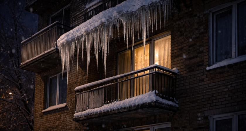 Жители Саранска обвинили Домоуправление № 24 в бездействии из-за опасных сосулек и обрушений