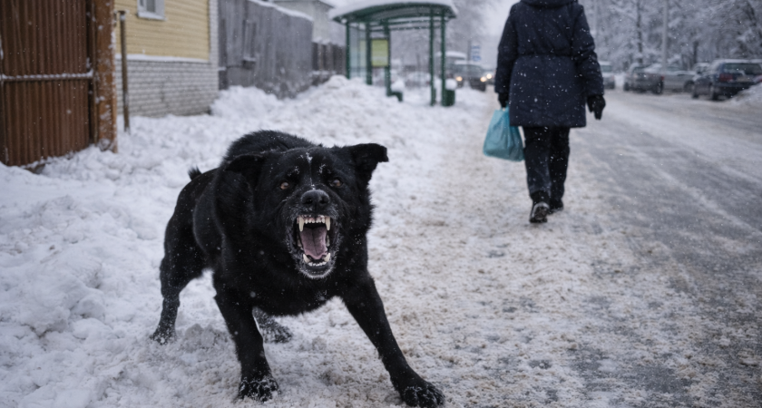 В Рузаевке возле остановки на Химмаше агрессивная собака бросается на прохожих