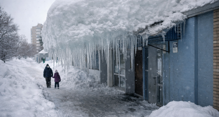 В Саранске под опасной наледью каждый день ходят люди