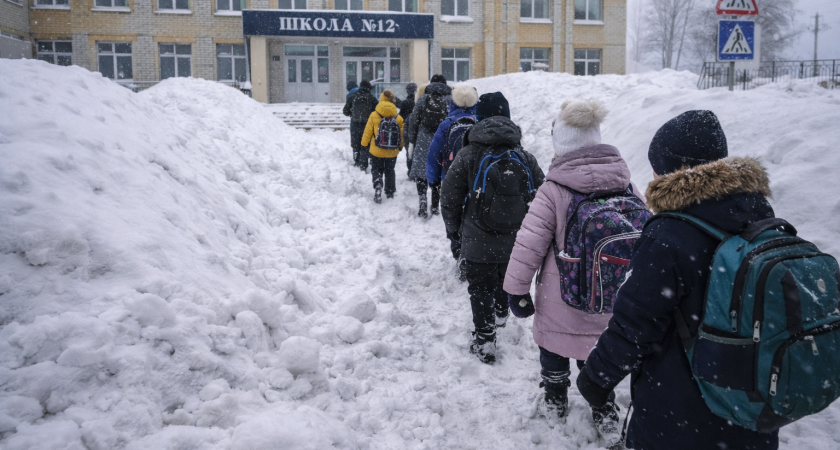 В Рузаевке из-за снегопадов путь в школу для детей увеличился втрое