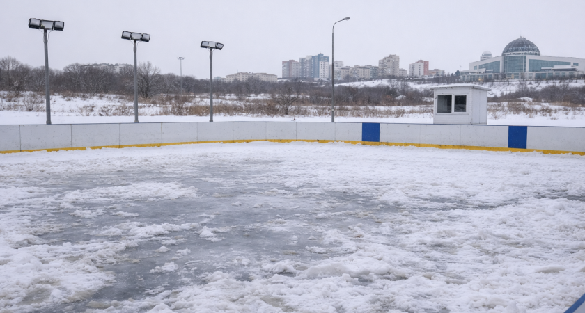 В Саранске жители просят расчистить каток у Экспоцентра