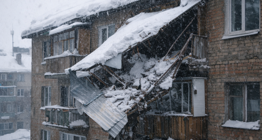 Крыша балкона рухнула под тяжестью снега в Саранске