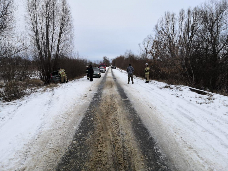 В Мордовии молодой водитель «Калины» съехал в кювет и врезался в дерево