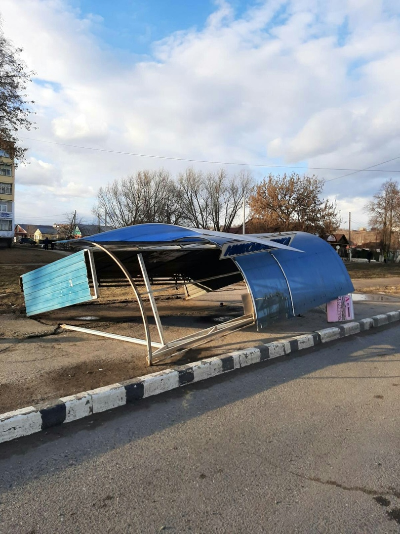 Буйство ветра: в Саранске упала остановка и рухнули деревья