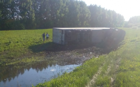 В Мордовии большегруз вылетел в кювет