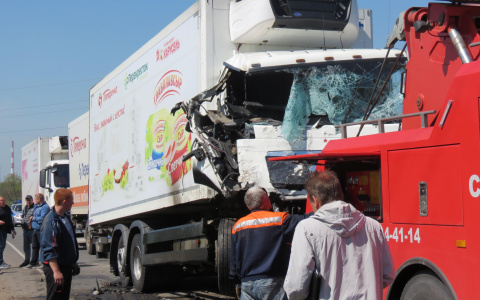 Фура с яблоками из Мордовии попала в аварию в Псковской области