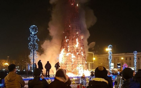 Новости России: Главная елка Южно-Сахалинска сгорела из-за петарды