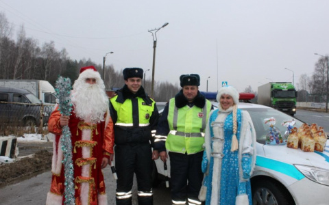В Саранске Дед Мороз и Снегурочка поздравили водителей