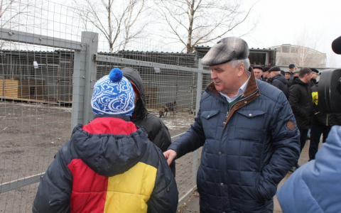 Мэр Саранска помог юному горожанину выбрать щенка в приюте для безнадзорных животных