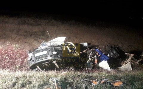 Появились фото с места смертельного ДТП в Мордовии, где столкнулись "Газель" и автовоз