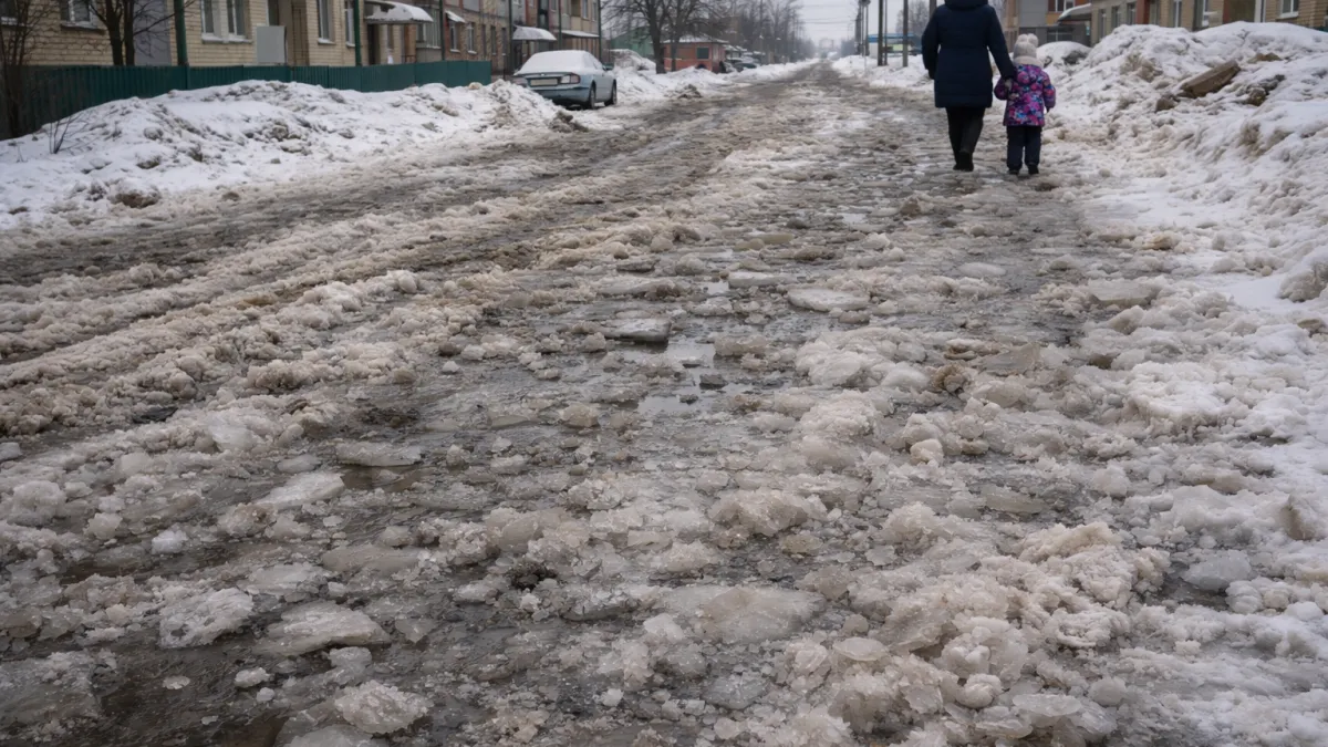 Жители Рузаевки пожаловались на ледяные колдобины на улице Ухтомского