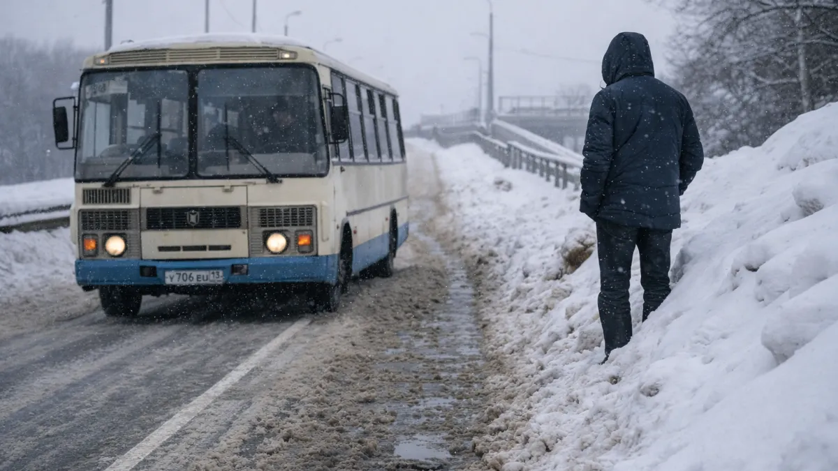 Жители Саранска пожаловались на узкую дорогу к мосту: пешеходам негде разойтись с автобусами