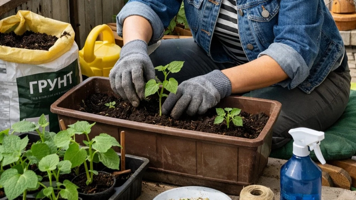 После 12 апреля огурцам - как воздух: 100 грамм средства под корень - и рассада прет плотным лесом, толстая и коренастая