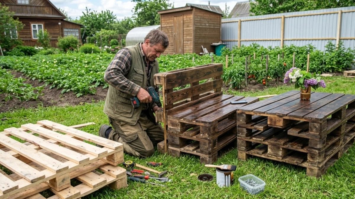 Старые паллеты на дрова не расходую: тренд сезона 2026 — и садовая мебель готова за вечер